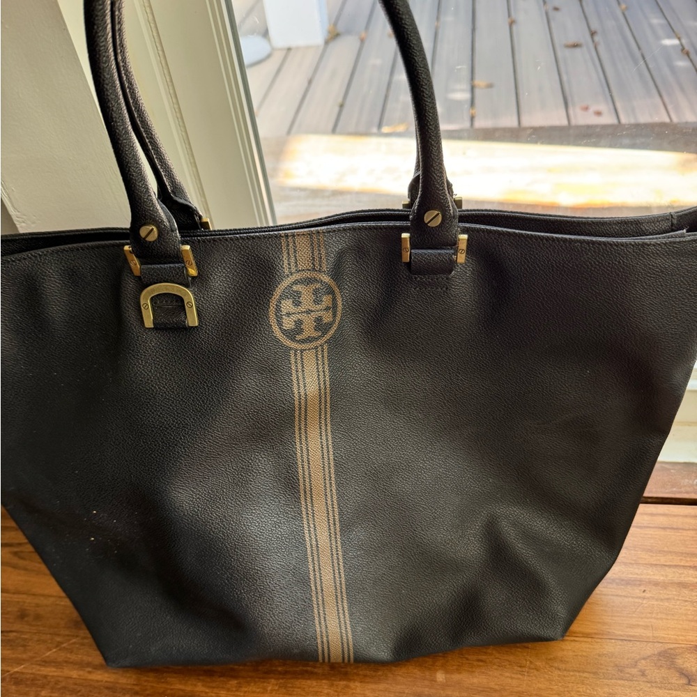 Tory Burch York Black and Tan Tote